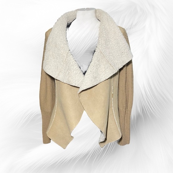 Women’s Knox Rose Vegan Suede Sweater XS Tan Machine Washable Poly/Acrylic - Picture 2 of 5